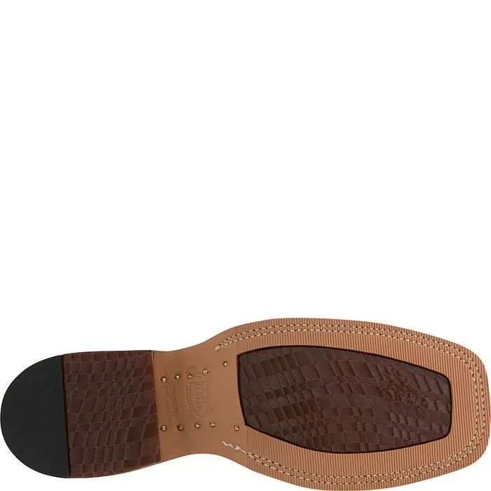 JUSTIN Embroidered Leather Boots Square Toe Mens Copper Brown BR740 Size 11 B Justin Boots: BR740 Men main image 4