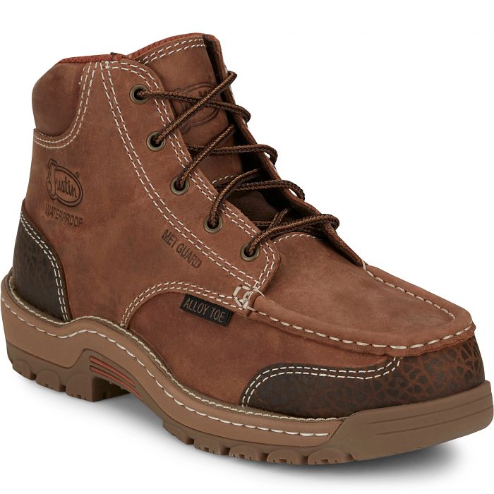 Men's Justin Corbett Brown Waterproof Alloy Toe Shoes SE255