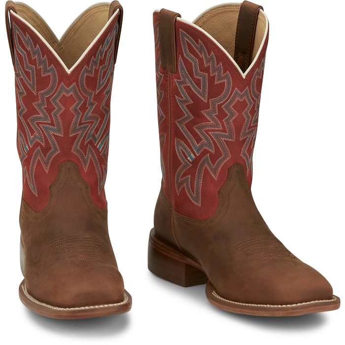 Men's Justin Jackpot Brown Square Toe Boots FN7011 – Crazy House