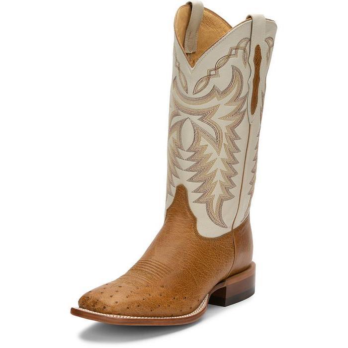Men's Justin Pascoe Antique Saddle Smooth Ostrich Square Toe Boots