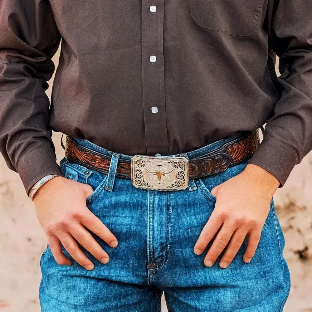 Men's Montana Silversmiths Longhorn Cattle Drive Buckle 55810 Men's Montana Silversmiths Longhorn Cattle Drive Buckle 55810