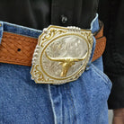 Men's Montana Silversmiths Two-Tone Cowboy Cameo Buckle With Longhorn 25815-767