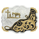 Men's Montana Silversmiths Two Tone Half-n-Half Rope Buckle With Christian Cowboy 35410YG-731M