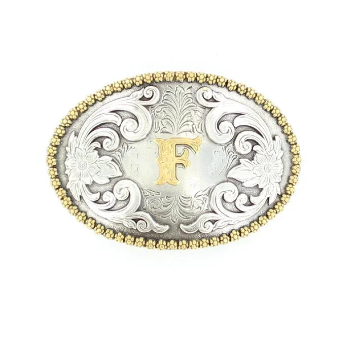 Men's Nocona Gold and Silver "F" Initial Belt Buckle 37072-F