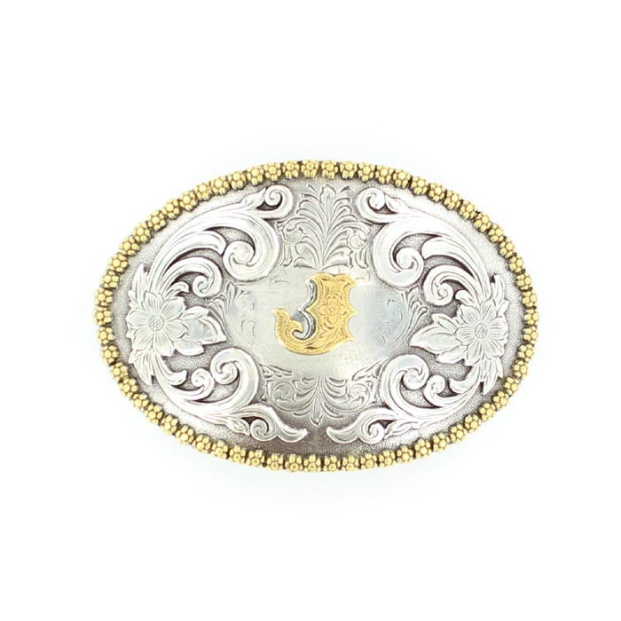 Men's Nocona Gold and Silver "J" Initial Belt Buckle 37072-J