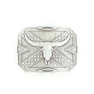 Men's Nocona Silver Longhorn Skull Rectangle Belt Buckle 37680