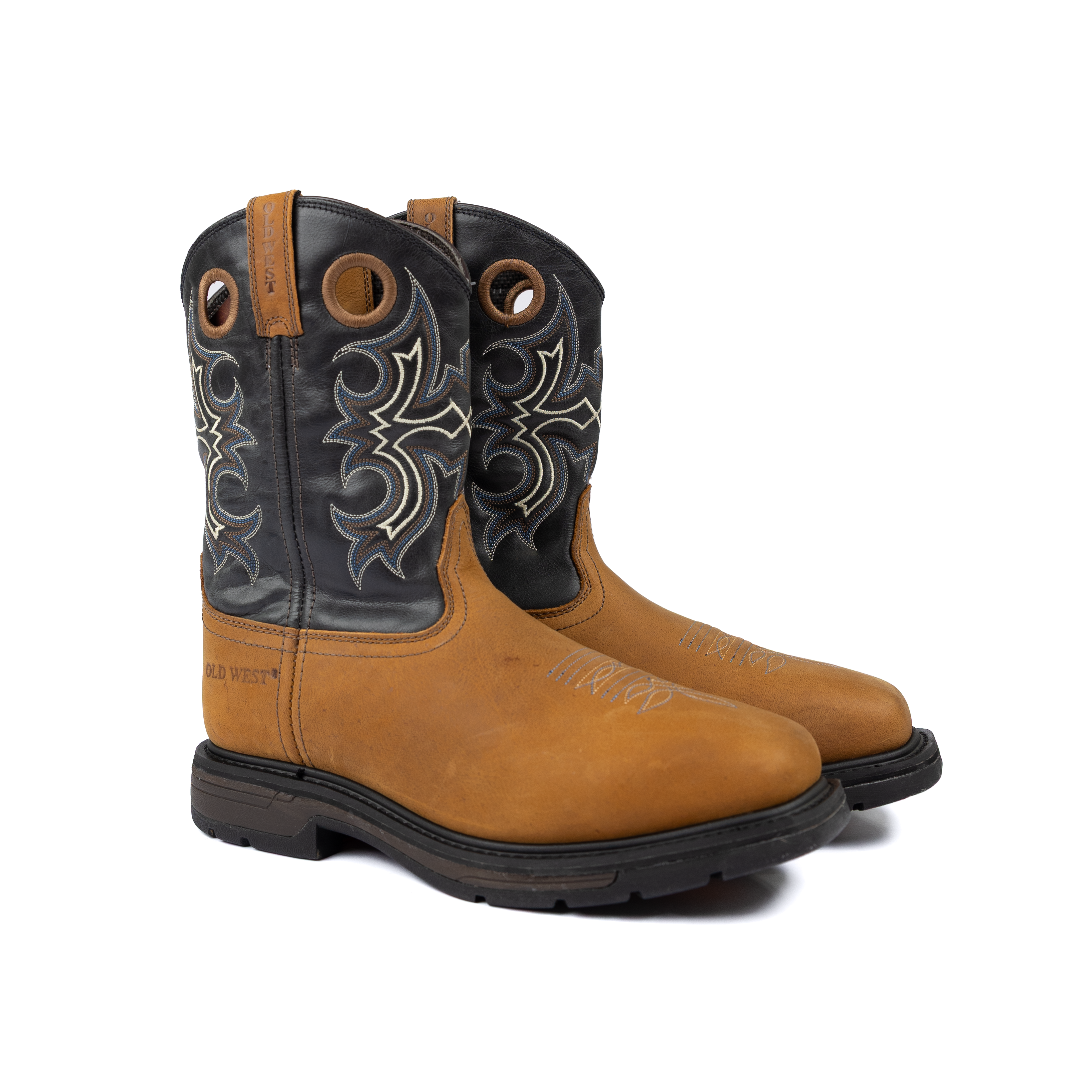 小物 Dr.west Men's Old West Lug Sole Tan Square Toe Boots 98413 – Crazy House