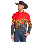 Men's Panhandle Slim Vintage Flame Print Long Sleeve Snap Western Shirt PMN2S07512