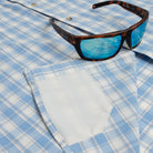 Men's Poncho Blue and White Plaid The Snake River Long Sleeve Button Up Shirt