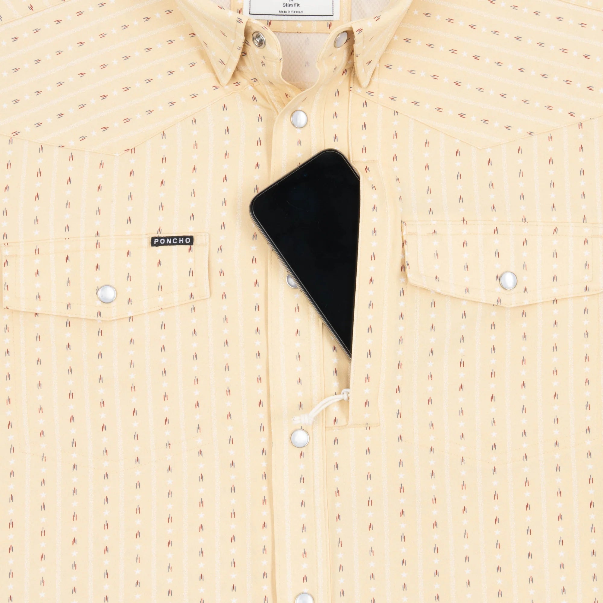 Men's Poncho Short Sleeve "The Liberty Bell" Snap Shirt