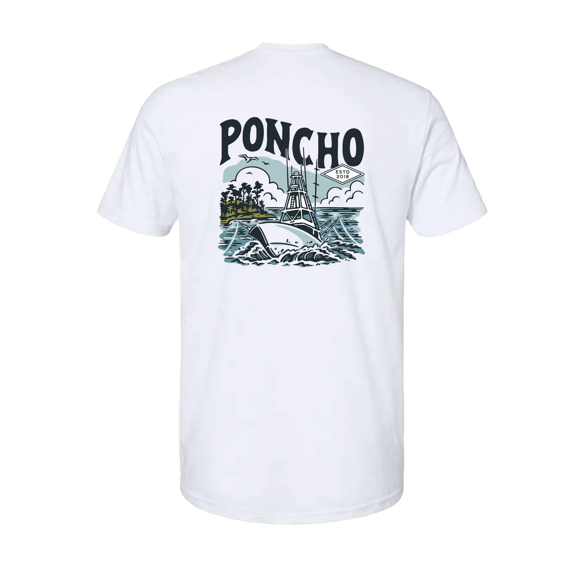 Men's Poncho Short Sleeve White "The Sport Fisher" T-shirt