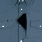 Men's Poncho Slate Blue The Dogtooth Shorto Sleeve Snap Shirt