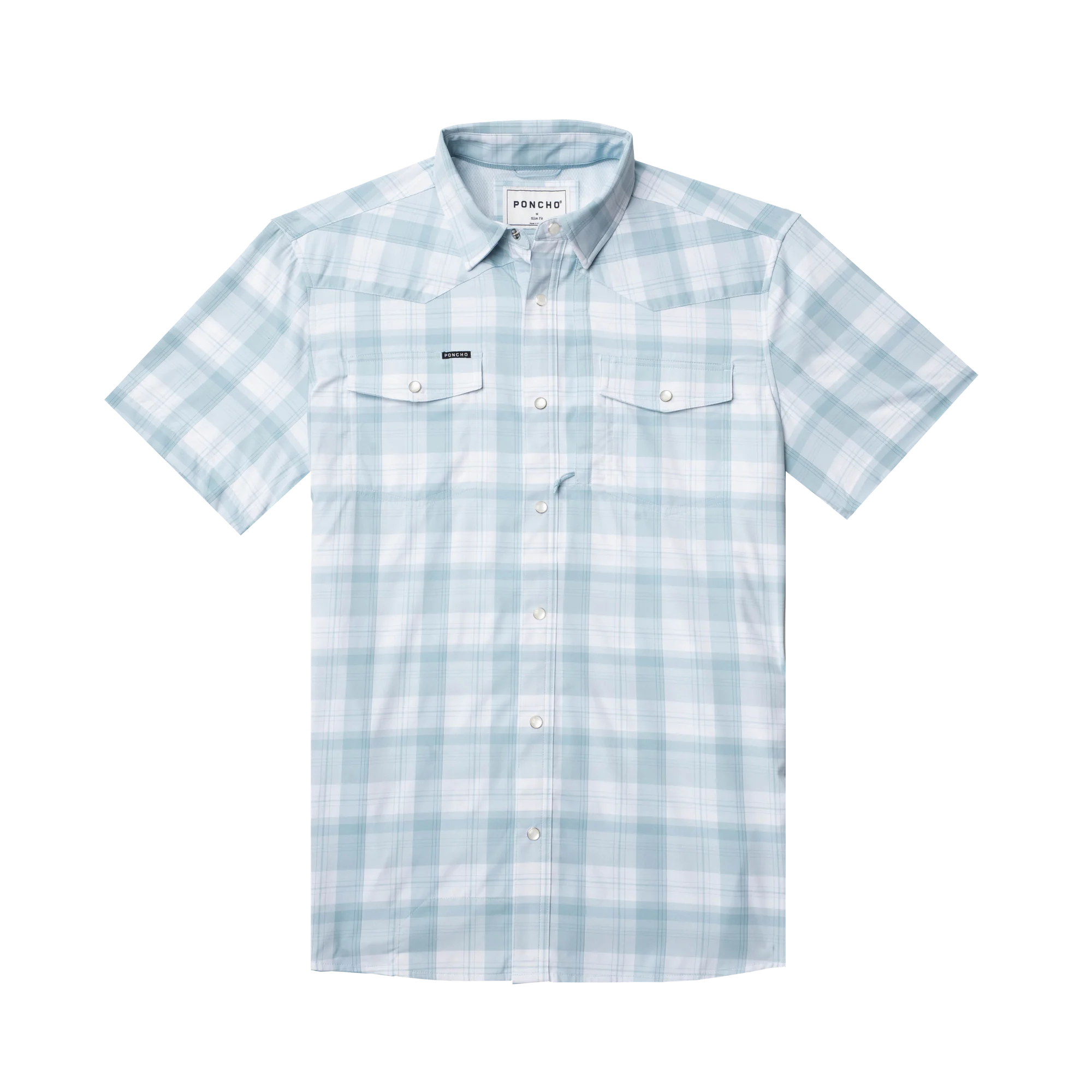 Men's Poncho The Big Sky Short Sleeve Plaid Snap Shirt