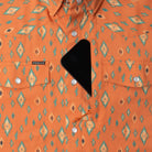 Men's Poncho "The Bisbee" Orange Retro Diamond Print Snap Shirt