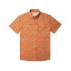 Men's Poncho "The Bisbee" Orange Retro Diamond Print Snap Shirt