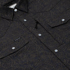 Men's Poncho "The John Coffee" Black Floral Print Short Sleeve Snap Shirt