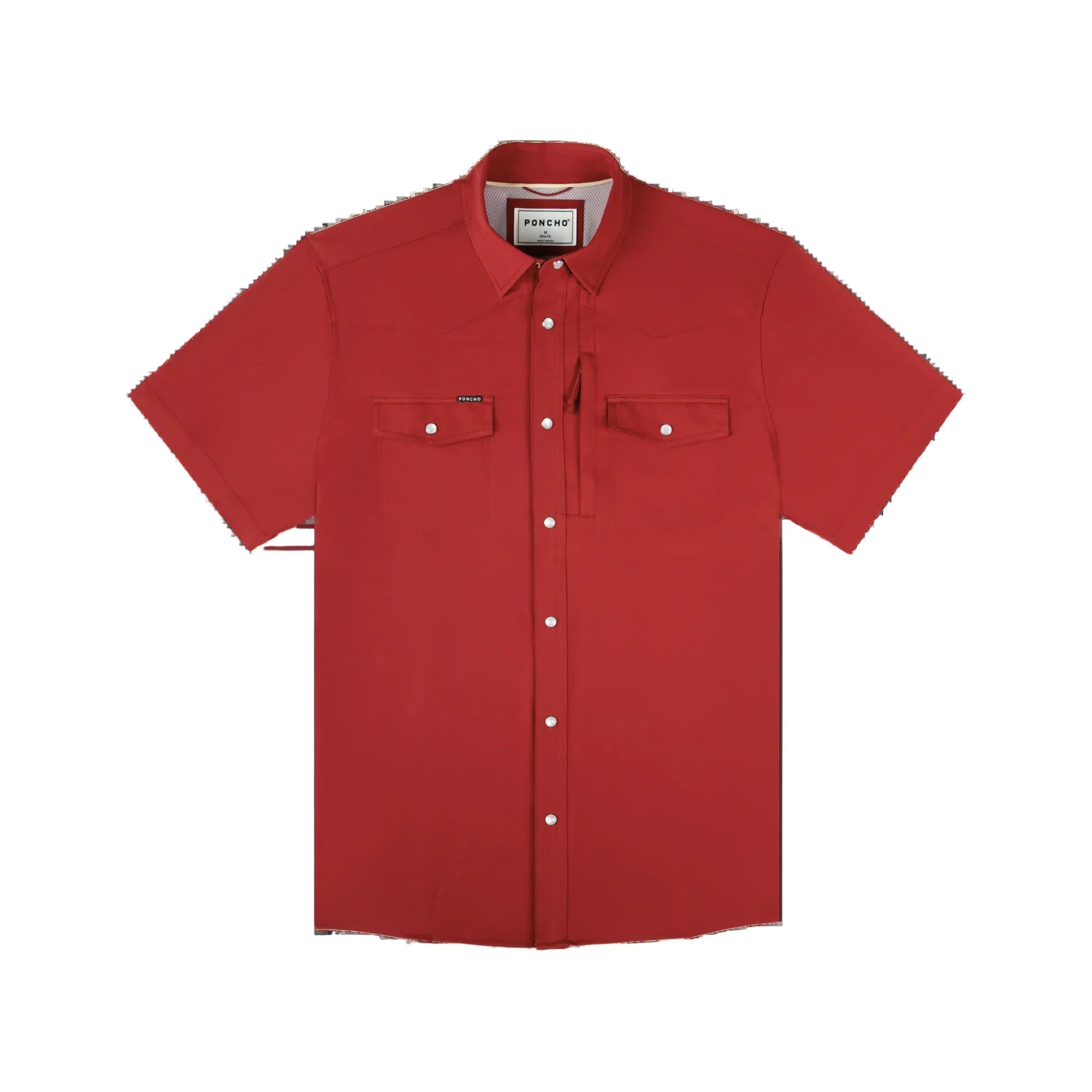 Men's Poncho "The Norman" Red Snap Up Short Sleeve Shirt