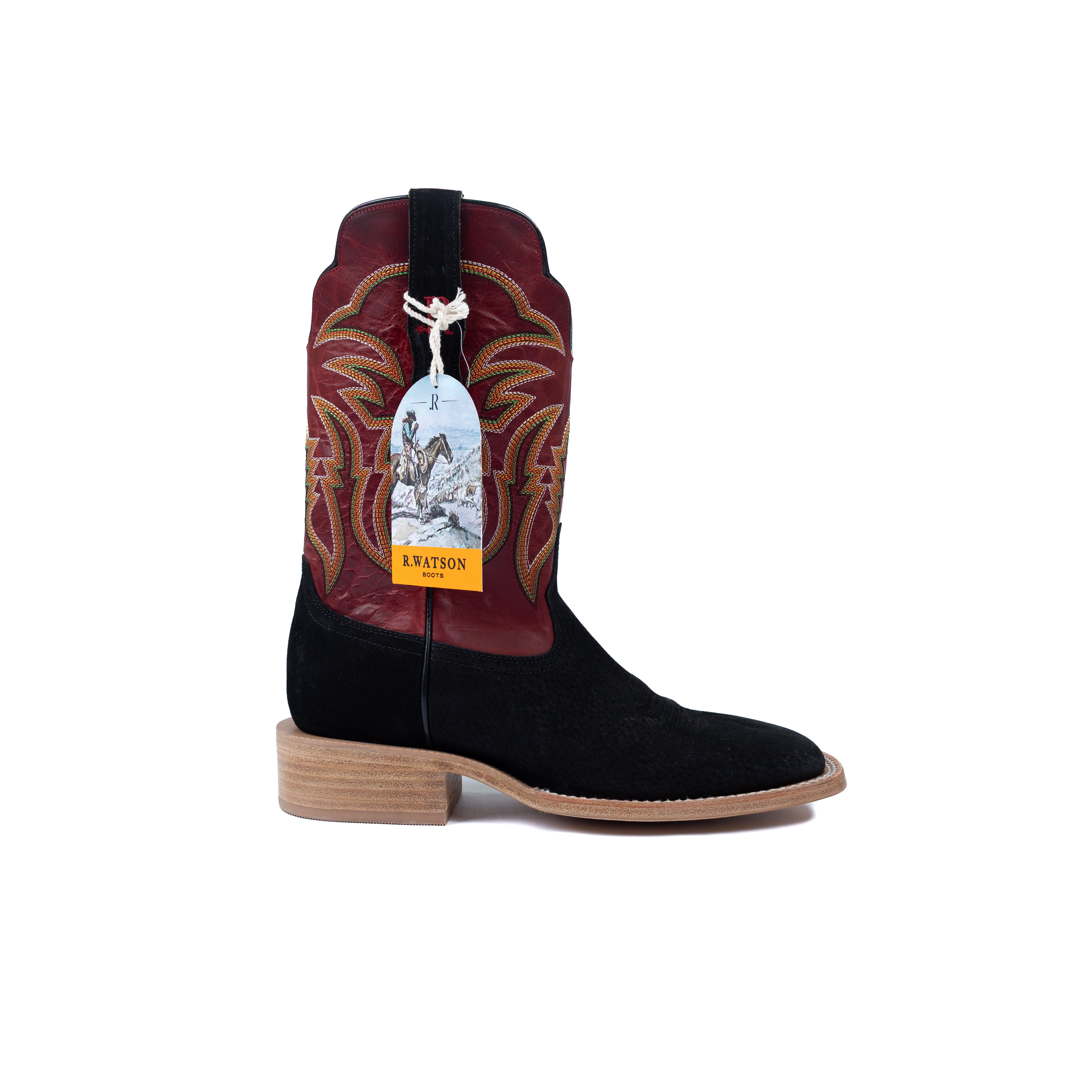 Men's R. Watson Boar Wide Square with 11″ Barn Red Cowhide Top RW8600-2