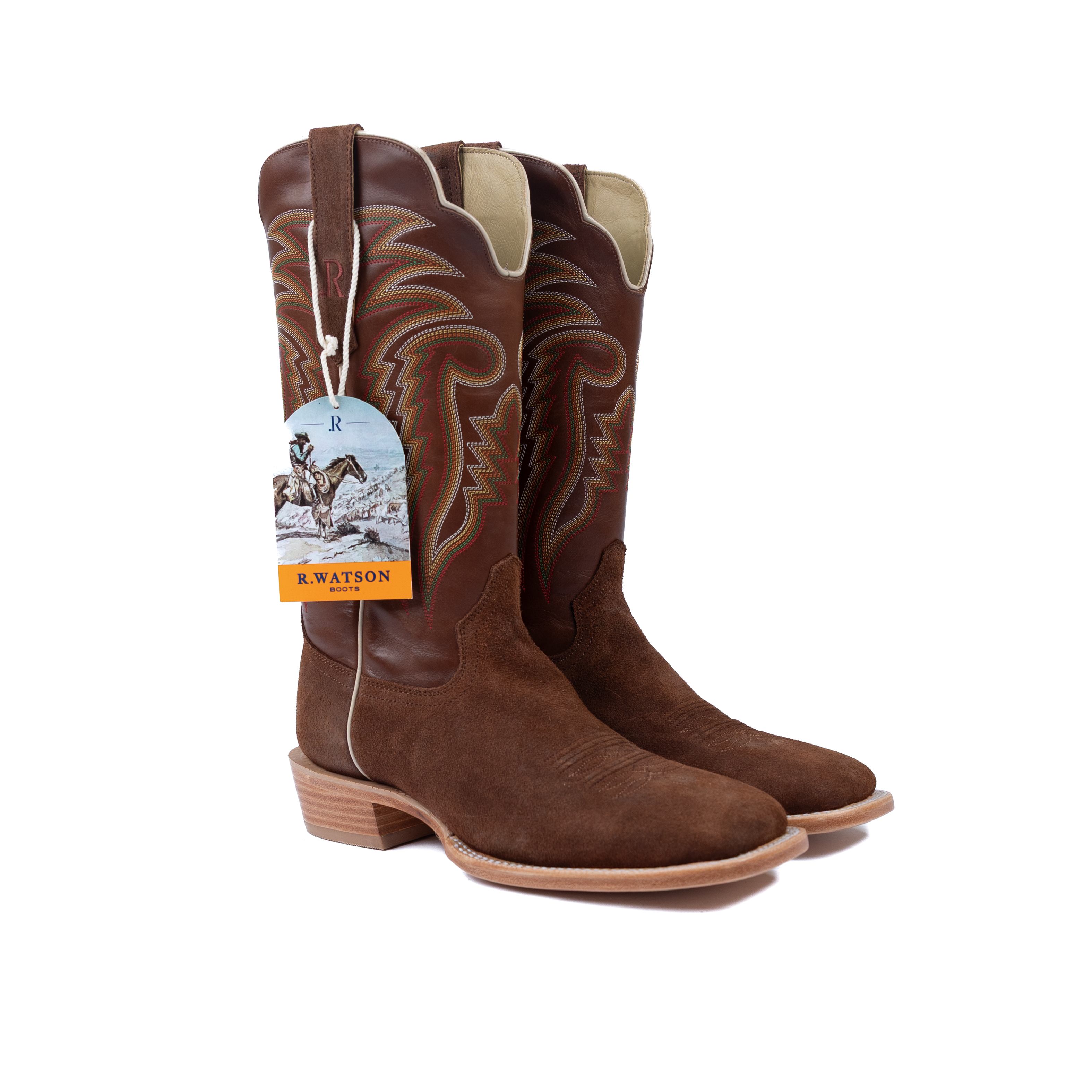 Men's R. Watson Roughout Brown WIde Square Toe Boots RW8214-2