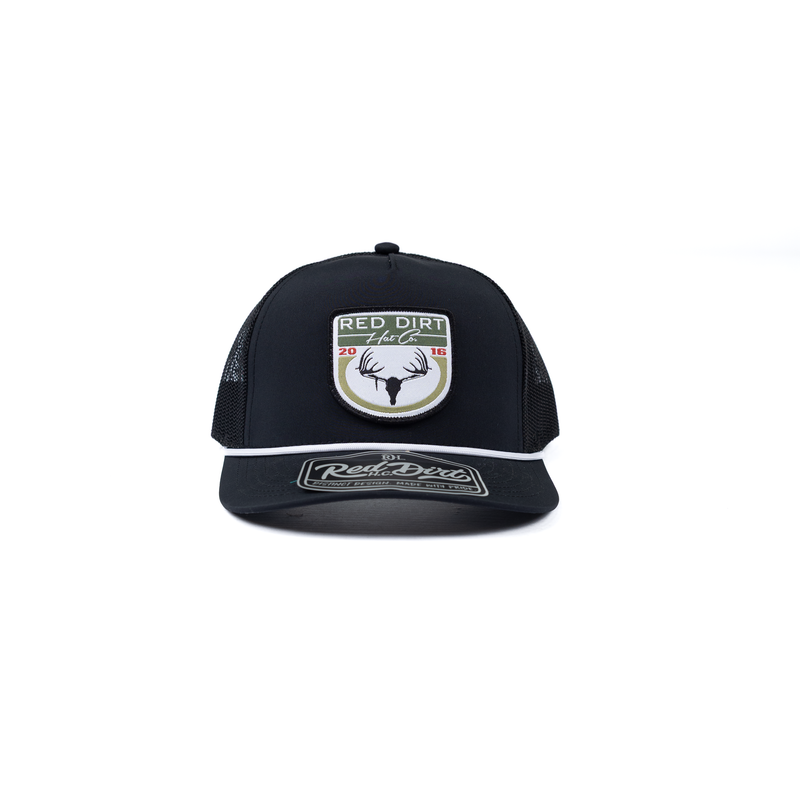 Men's Red Dirt Hat Co Black Cap with Trophy Buck Patch RDHC-623