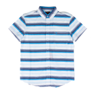 Men's Rock and Roll Blue Short Sleeve Striped Button Down Shirt BMB3S08655