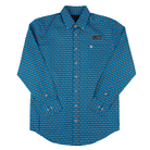 Men's Rock and Roll Denim Classic Fit Blue Button Down Shirt BMB2S07645