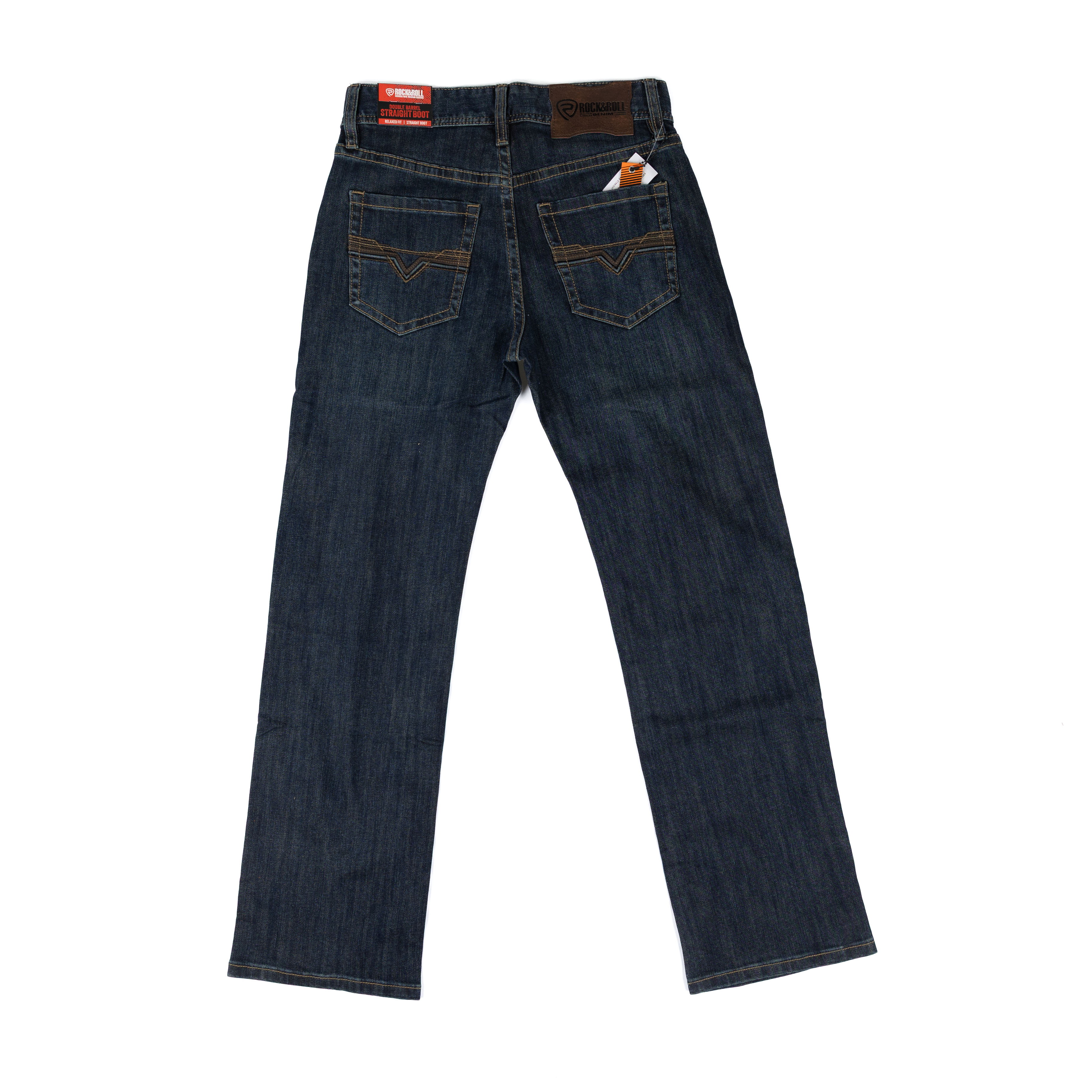 Men's Rock and Roll Denim Dark Wash Double Barrel Relaxed Straight Jeans BM0SD08006