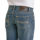 Men's Rock & Roll Denim Ladder Stitch Embroidered Double stack Dark Vintage  BMTBD07351