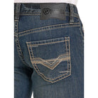 Men's Rock and Roll Denim Ladder Stitch Embroidered Pistol Straight Leg Jeans BM1PD08017