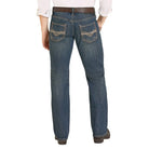 Men's Rock and Roll Denim Ladder Stitch Embroidered Pistol Straight Leg Jeans BM1PD08017