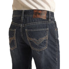 Men's Rock and Roll Denim Raised Denim Embroidered Relaxed Straight Boot Jeans BM0SD03650 - Crazy House Western Wear