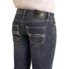 Men's Rock and Roll Denim Regular Fit Dark Wash Two-Tone Stitch Straight Leg Jeans BM1PD05567 - Crazy House Western Wear