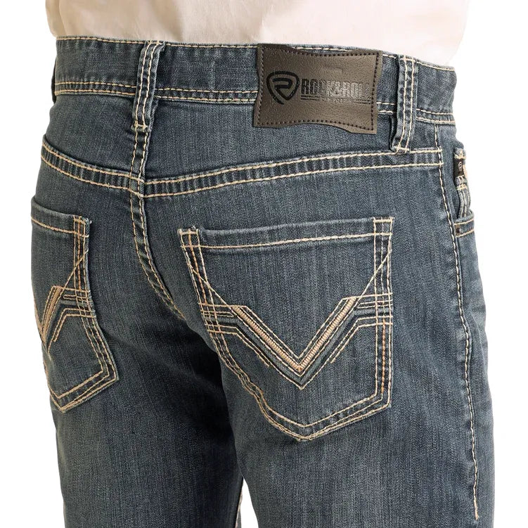 Men's Rock and Roll Denim Regular Fit Rope Stitch Straight Leg