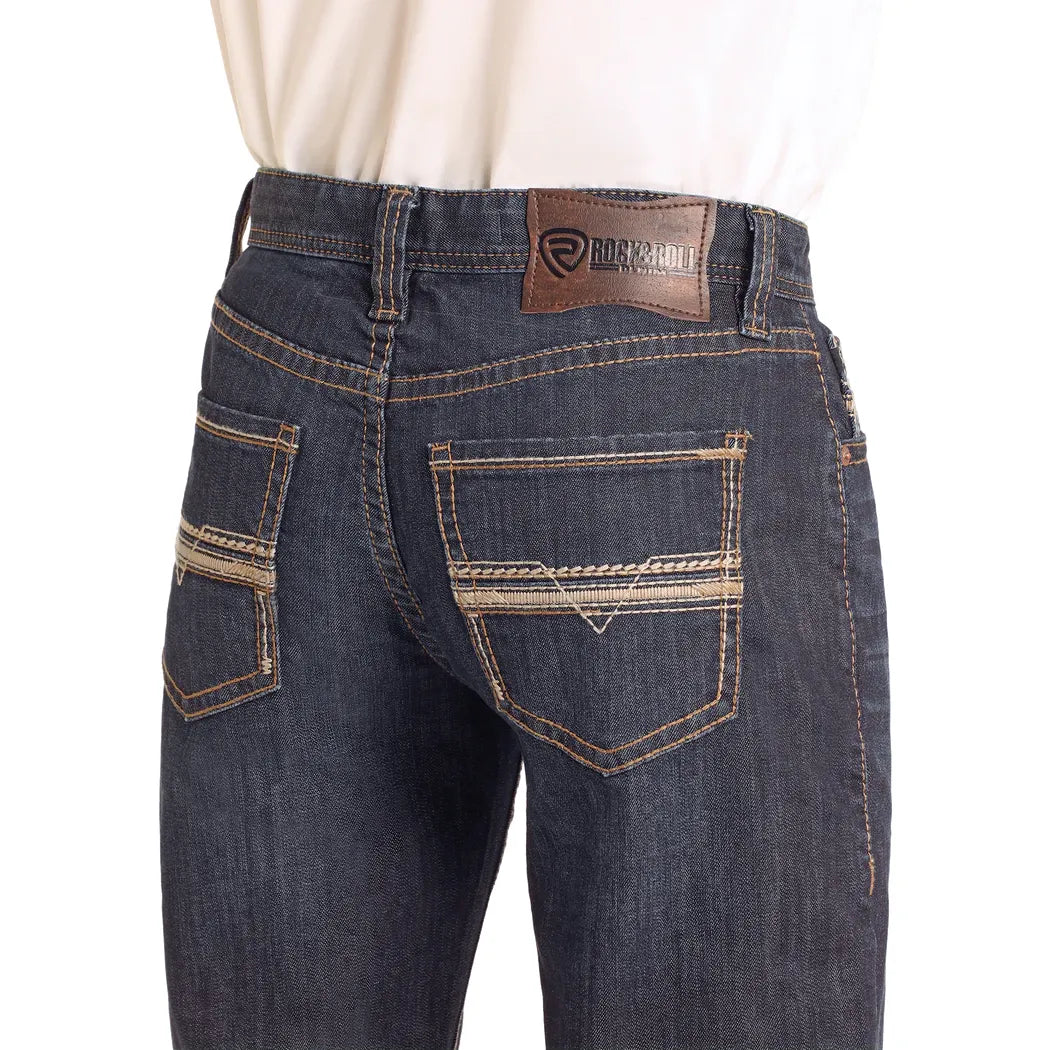 Men's Rock and Roll Denim Relaxed Rope Stitch Stackable Bootcut Jeans BMTBD04810 - Crazy House Western Wear