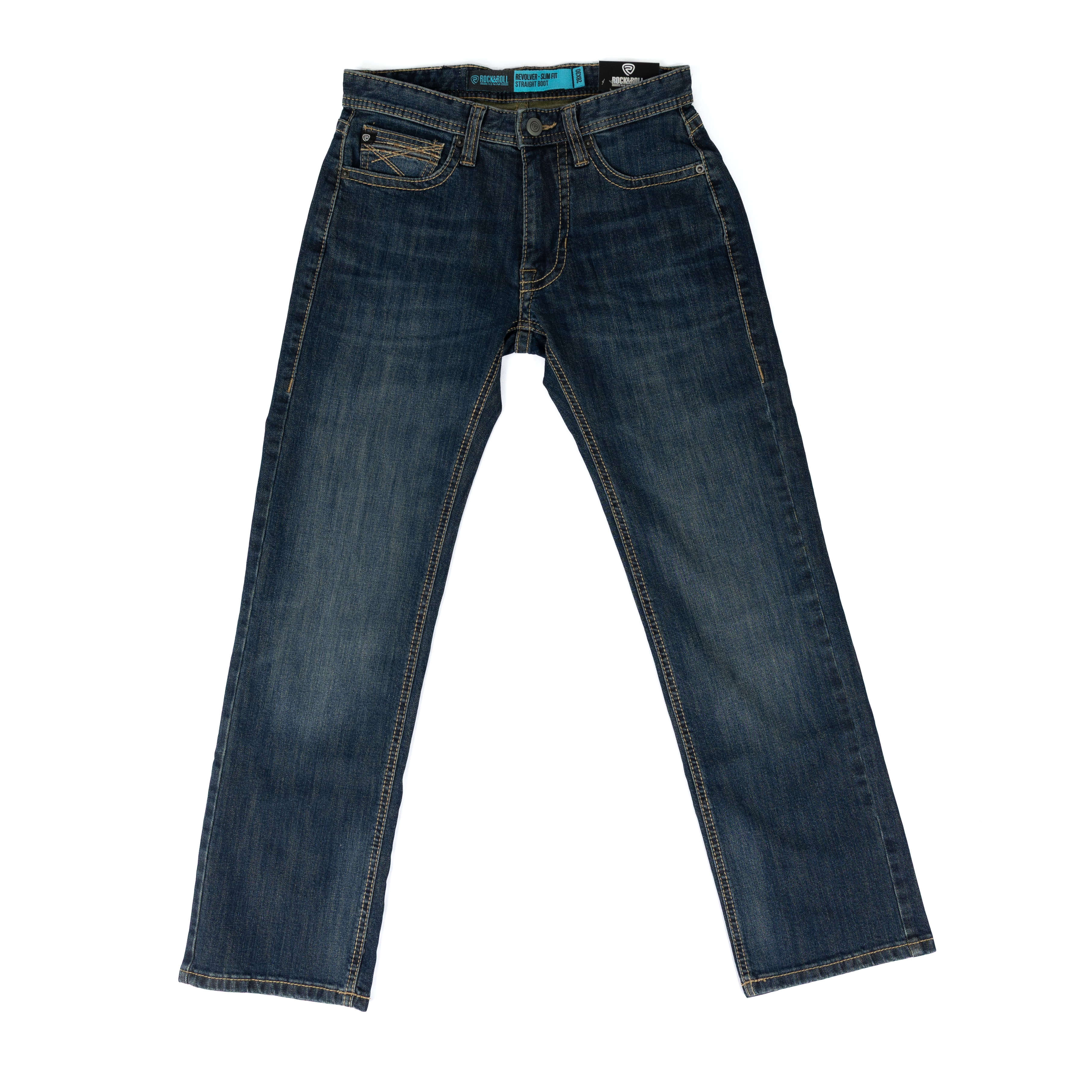 Men's Rock and Roll Denim Straight Boot Dark Vintage Jeans BM1RD08020