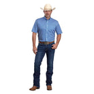 Men's Roper Blue Short Sleeve All Over Print Button Up Shirt 03-002-0326-4303