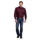 Men's Roper Long Sleeve Amarillo Allover Print Wine Colored Shirt 03-001-0326-1021