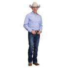 Men's Roper Long Sleeve Blue Striped Button Up Shirt 01-001-0144-0265