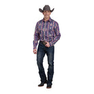 Men's Roper Long Sleeve Purple Snap Up Printed Shirt 03-001-0485-0100