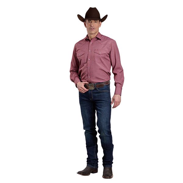 Men's Roper Long Sleeve Snap Red Basket Weave Western Shirt 01-001-0145-1081