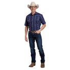 Men's Roper Navy Striped Short Sleeve Snap Shirt 01-002-0044-0266