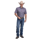 Men's Roper Red Short Sleeve Amarillo Allover Print Button Up Shirt 03-002-0225-2030