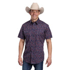 Men's Roper Short Sleeve Blue Paisley Snap Shirt 03-002-0064-0477