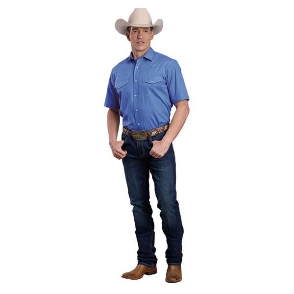 Men's Roper Short Sleeve Blue Snap Shirt 01-002-0025-0255
