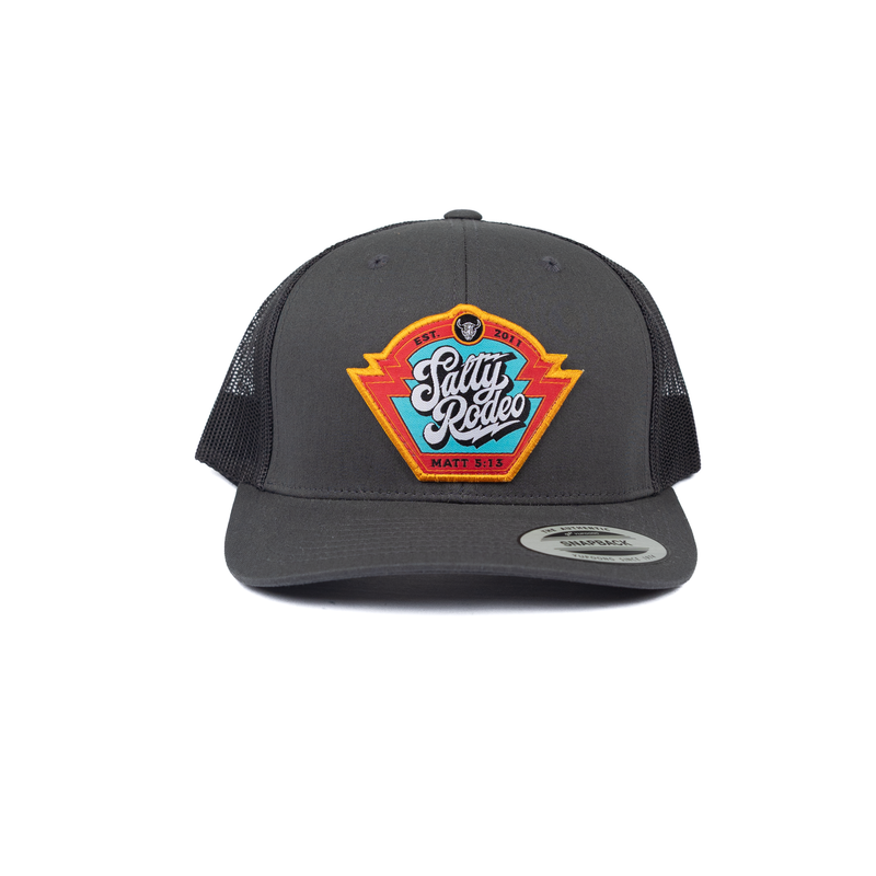 Men's Salty Rodeo Gray/Black Snapback with Roadie Patch SRCROADIELOW