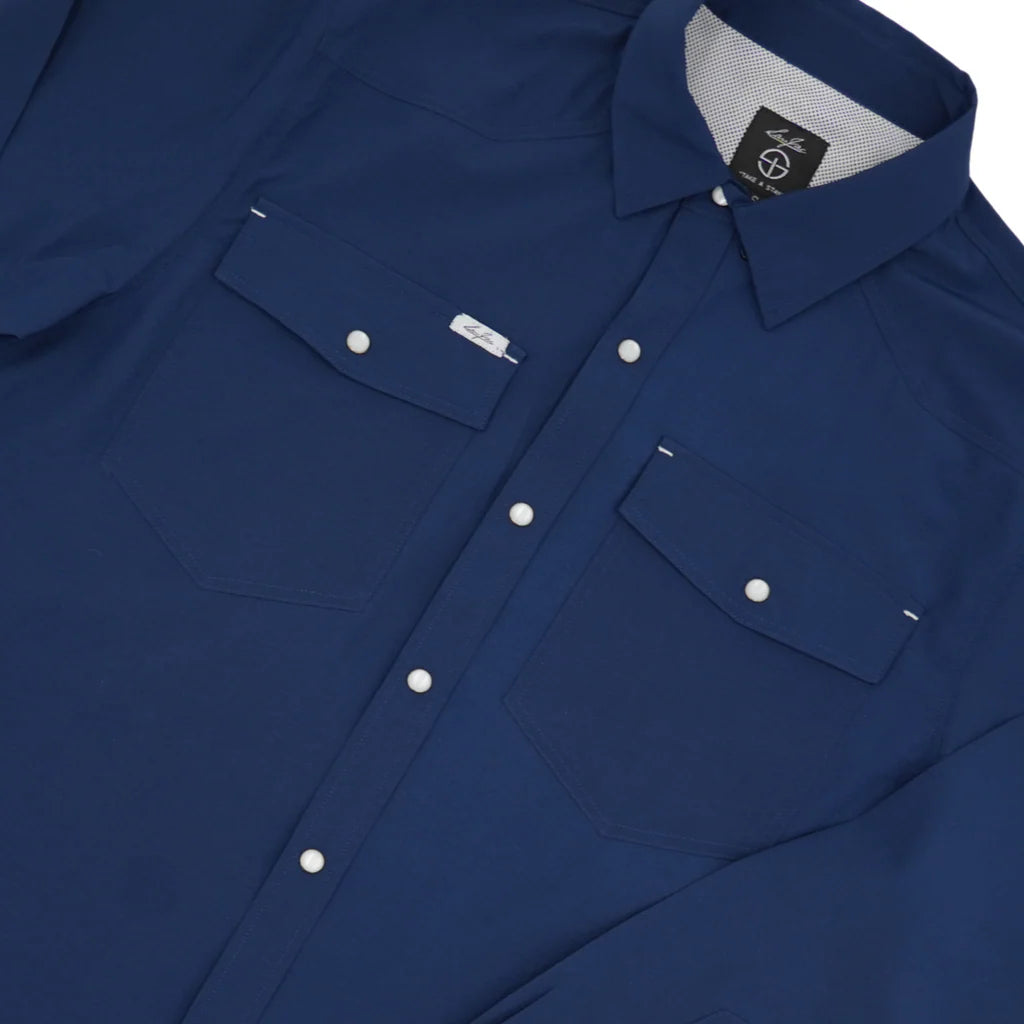 Men's SanJac Long Sleeve Performance Snap Navy Shirt COAHUILA-L/S-NVY