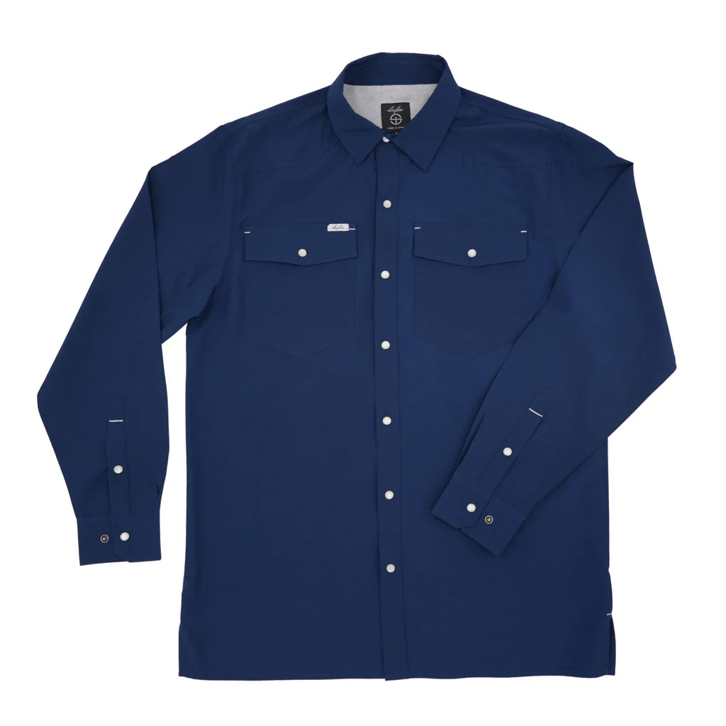 Men's SanJac Long Sleeve Performance Snap Navy Shirt COAHUILA-L/S-NVY