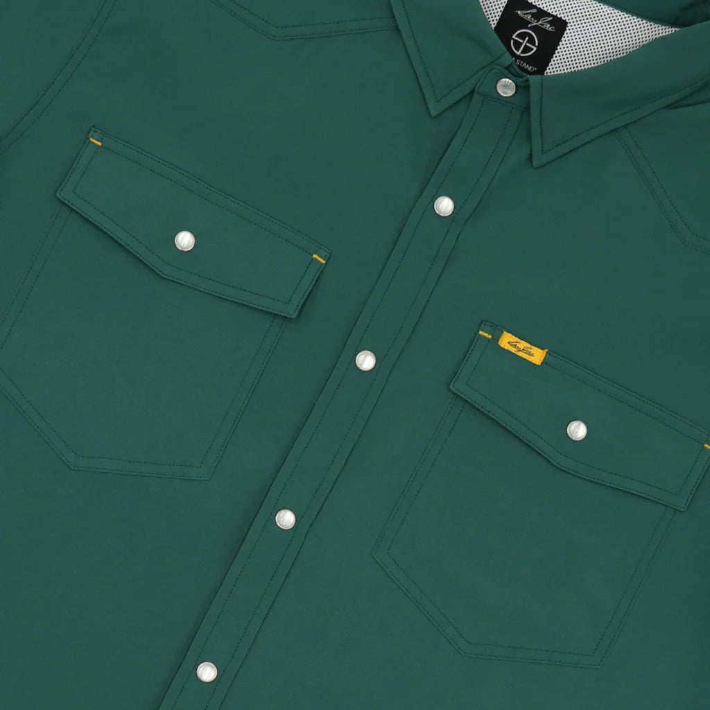 Men's SanJac Short Sleeve The Masters Green Performance Pearl Snap