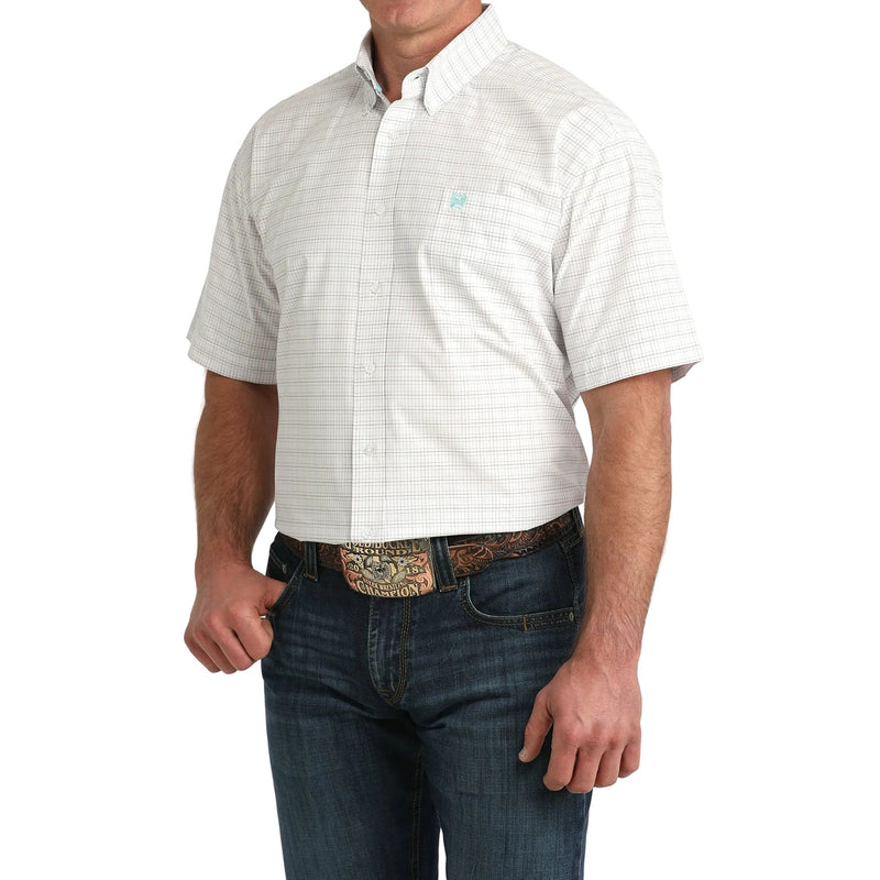 Men's Short Sleeve Plaid Button Down Shirt MTW1111510