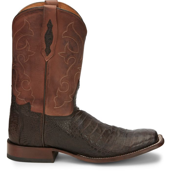 Men's Tony Lama Canyon Caiman Belly Brown Square Toe Boots TL5251
